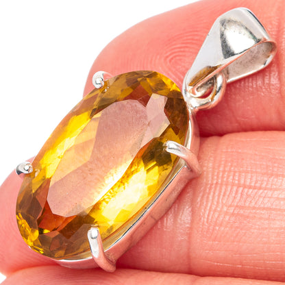 Faceted Citrine Pendant 1 1/8" (925 Sterling Silver) P43002