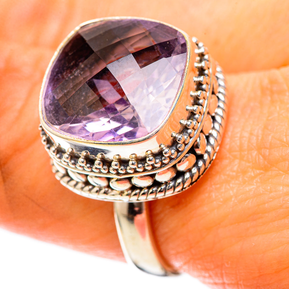 Faceted Pink Amethyst Ring Size 8.25 (925 Sterling Silver) RING137838