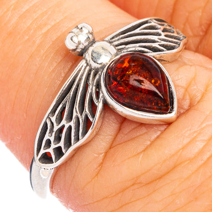 Baltic Amber Honey Bee Ring Size 6.75 (.925 Sterling Silver)