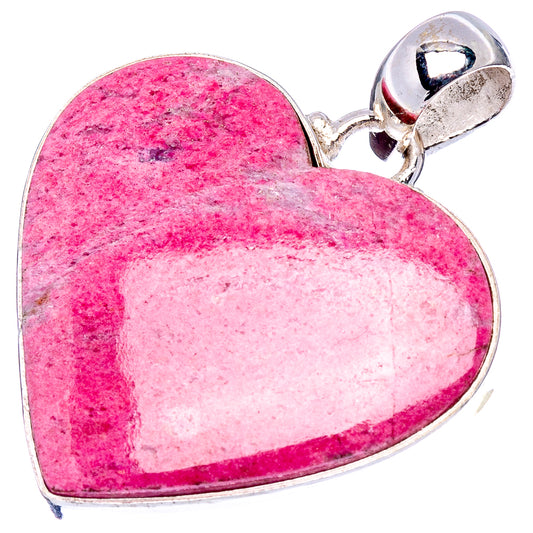 Pink thulite heart pendant with .925 sterling silver bail and bezel