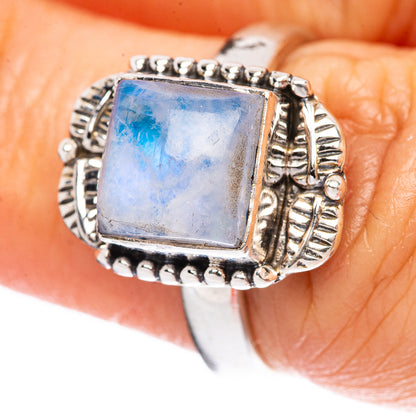 Rainbow Moonstone Ring Size 6.5 (925 Sterling Silver) R3761