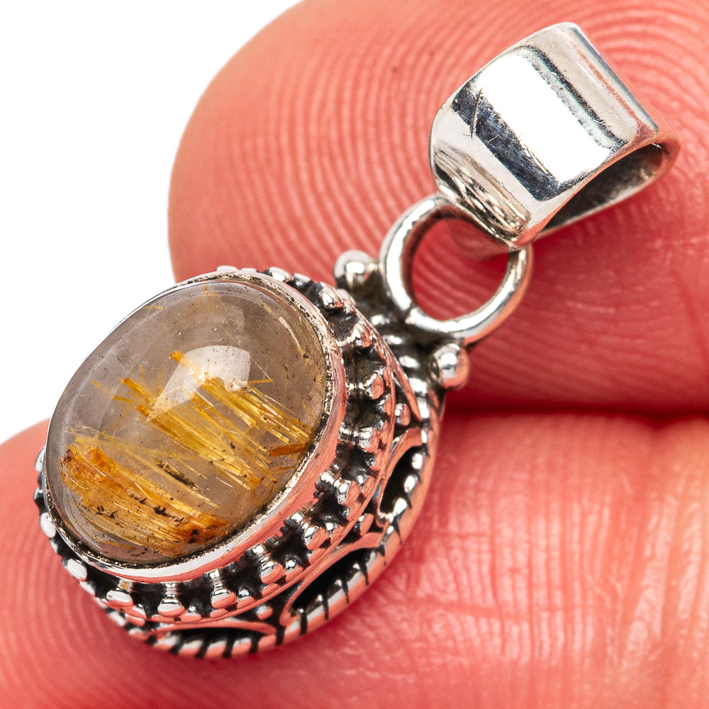 Rutilated Quartz Pendants 7/8" (925 Sterling Silver) P42340
