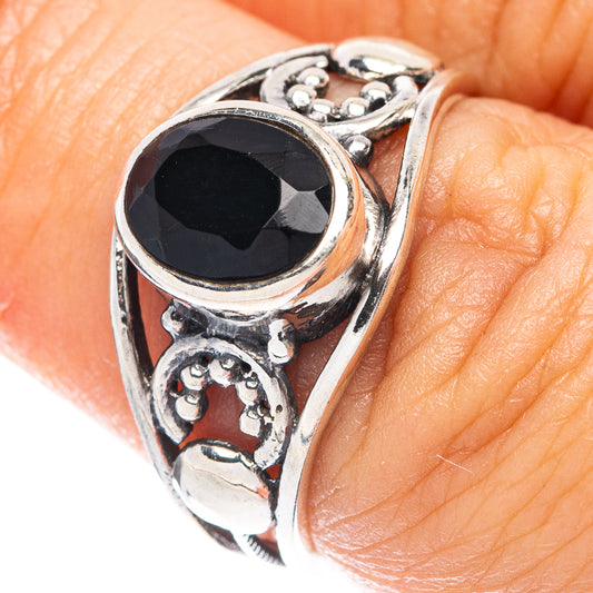 Black Onyx Dainty Ring Size 6.5 (925 Sterling Silver) R5859