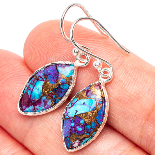 Spiny Oyster Turquoise Earrings 1 1/4" (925 Sterling Silver) E1908