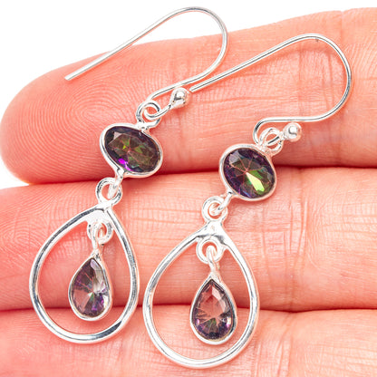 Mystic Topaz Dainty Earrings 1 5/8" (925 Sterling Silver) E2082
