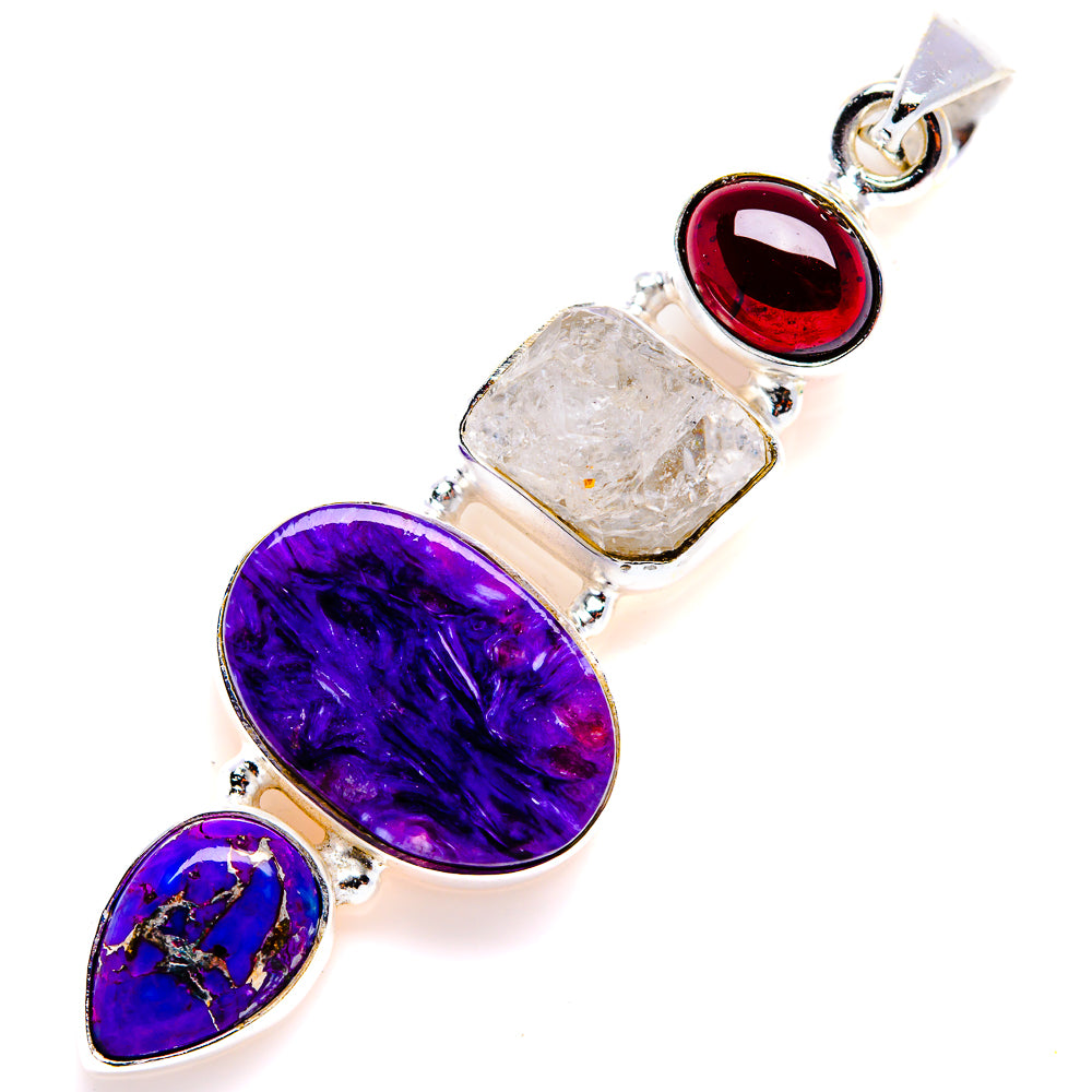 Charoite, Amethyst, Purple Copper Composite Turquoise Pendant 2 1/4" (925 Sterling Silver) PD38268