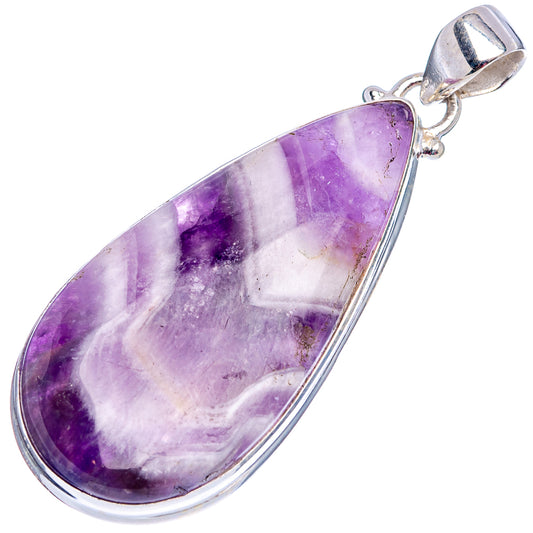 Amethyst teardrop pendant with purple-and-white gemstone in sterling silver bezel
