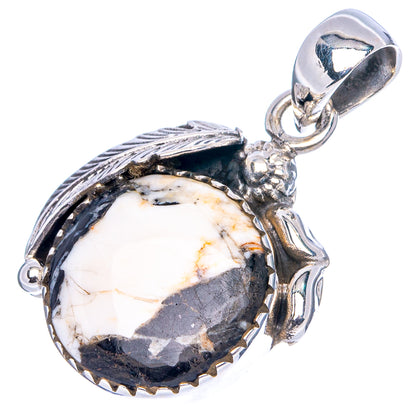 White Buffalo Turquoise Pendant 1 1/8" (.925 Sterling Silver)
