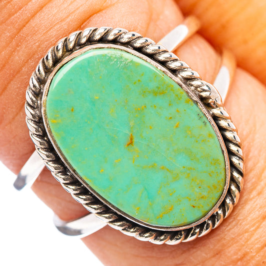Turquoise oval cabochon ring in .925 sterling silver with rope-style bezel