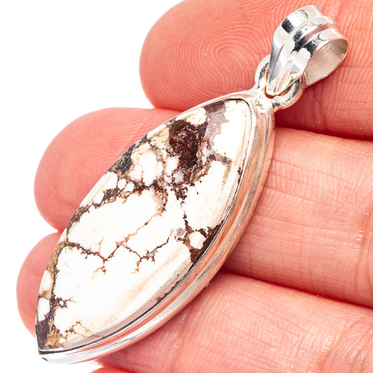 .925 sterling silver pendant with teardrop wild horse jasper and metal bail loop