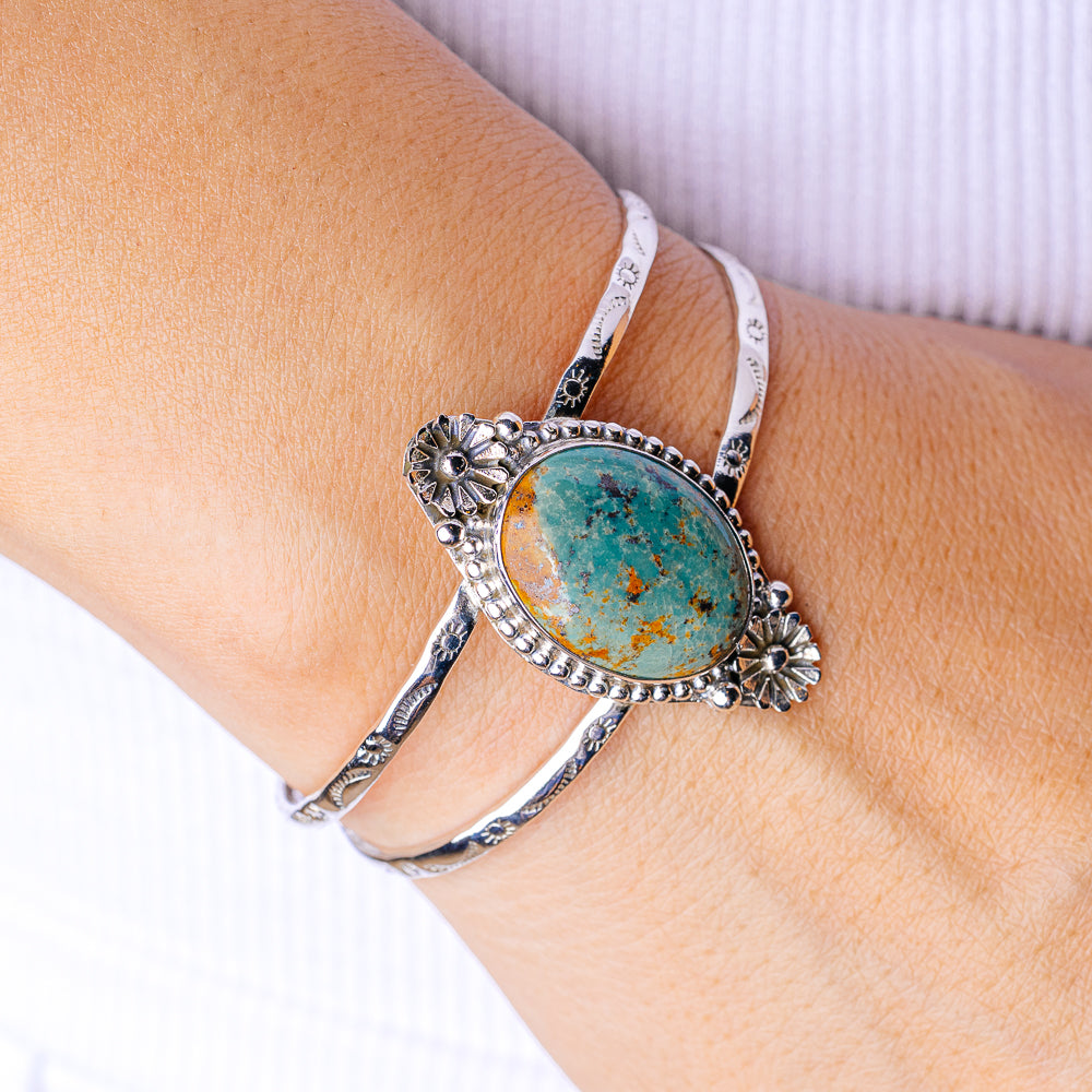 Royston Turquoise Bracelet Adjustable (.925 Sterling Silver)