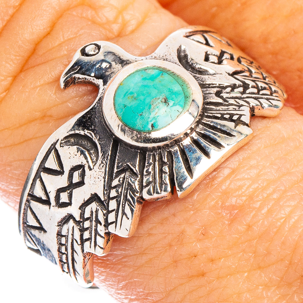 Arizona Turquoise Native Style Eagle Ring Size 9.5 (.925 Sterling Silver)