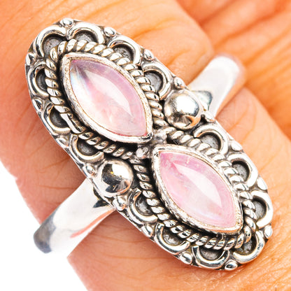 Pink Moonstone Ring Size 8.5 (.925 Sterling Silver)