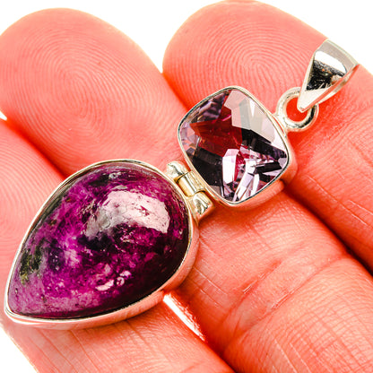 Ruby Fuchsite, Amethyst 925 Sterling Silver Pendant 2" (925 Sterling Silver) PD38315