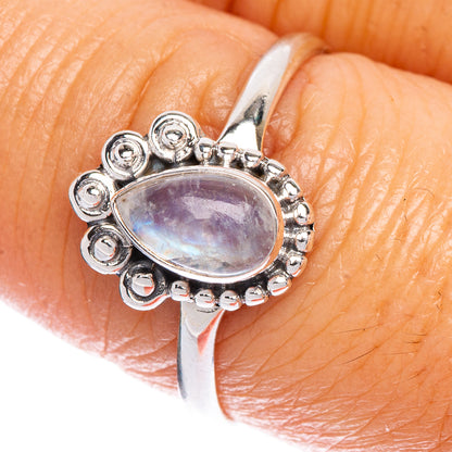Rainbow Moonstone Dainty Ring Size 8.25 (925 Sterling Silver) R147215