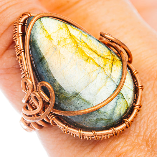 Labradorite Wire Wrap Ring Size 6.5 (Copper)