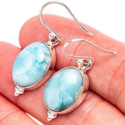 Larimar 925 Sterling Silver Earrings 1 3/8" (925 Sterling Silver) E1952