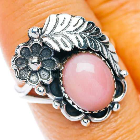 Southwestern Style Pink Opal Ring Size 7.75 (.925 Sterling Silver)