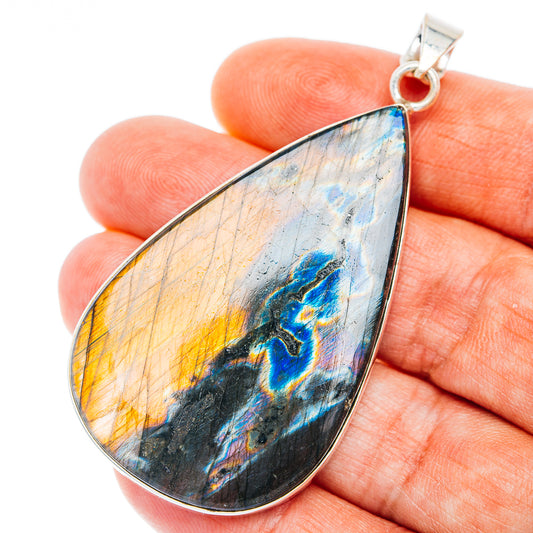 Premium Spectrolite Pendant 2 1/2" (.925 Sterling Silver)
