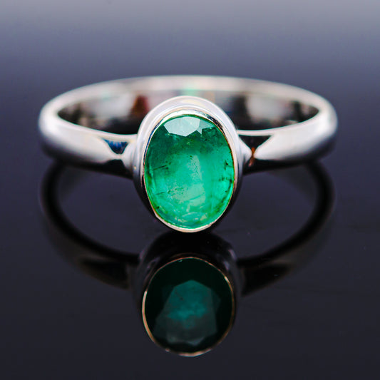 1ct Premium Zambian Emerald Ring Size 8 (.925 Sterling Silver)