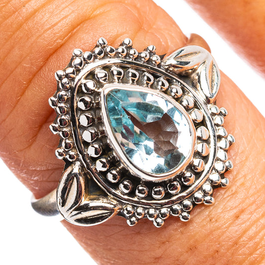 Blue Topaz Ring Size 8.5 (.925 Sterling Silver)