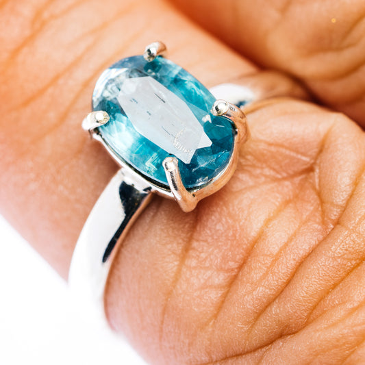 Faceted Paraiba Kyanite Ring Size 7.75 (.925 Sterling Silver)