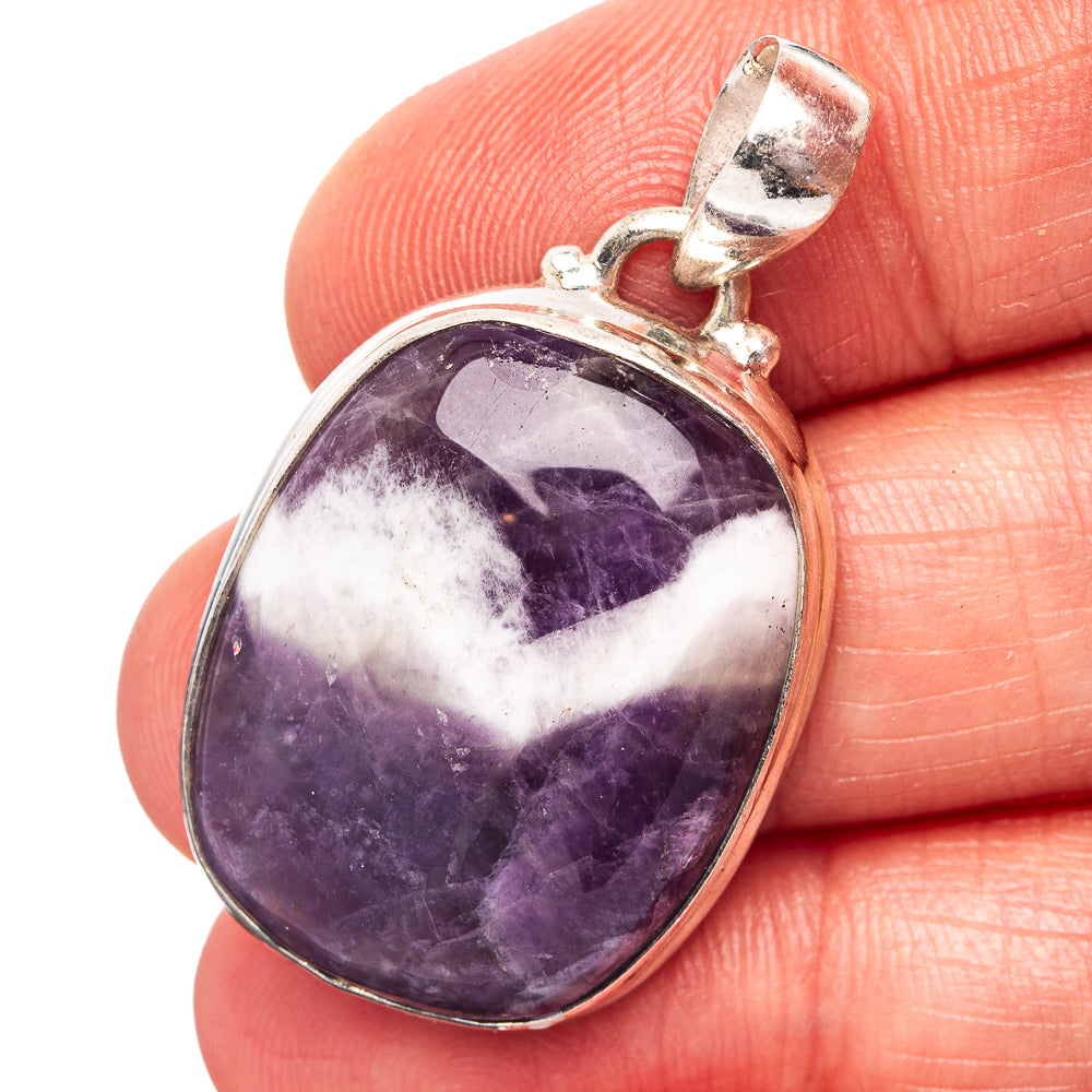 Chevron Amethyst Pendant 1 1/2" (.925 Sterling Silver)