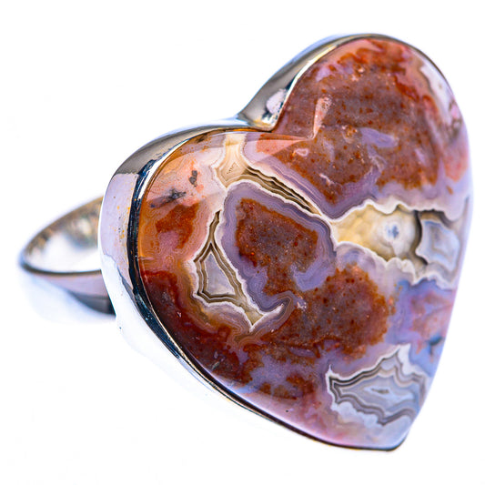Large Laguna Lace Agate Ring Size 8.25 (925 Sterling Silver) RING140203