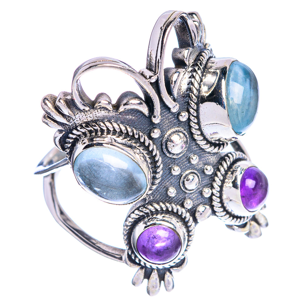 Large Aquamarine, Amethyst Ring Size 9 (925 Sterling Silver) R144349