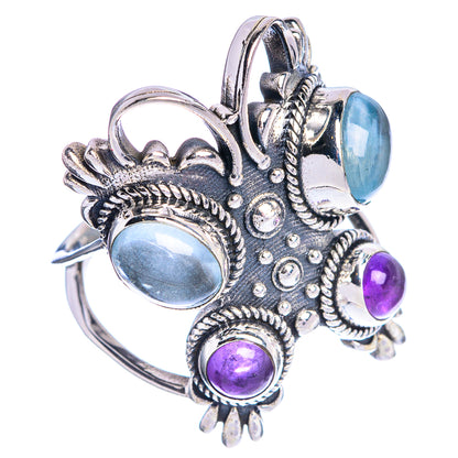 Large Aquamarine, Amethyst Ring Size 9 (925 Sterling Silver) R144349