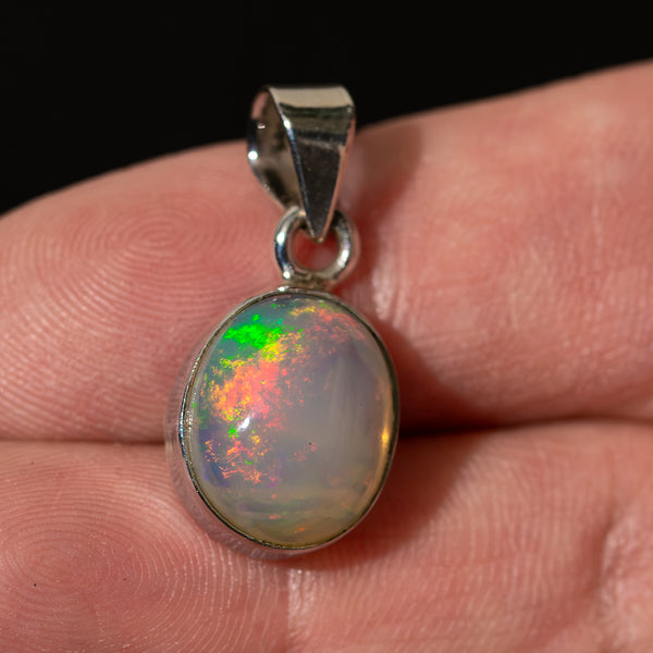 Premium Ethiopian Water Opal Pendant 1" (.925 Sterling Silver)