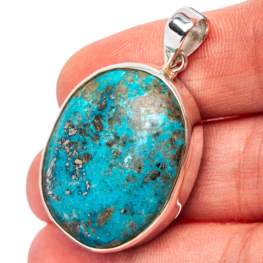 Premium Persian Turquoise Pendant 1 5/8" (.925 Sterling Silver)