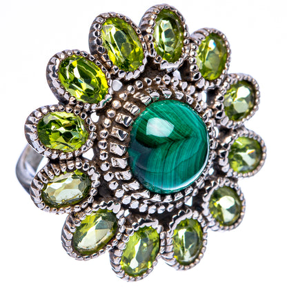 Large Malachite, Peridot Ring Size 7 (925 Sterling Silver) R146241