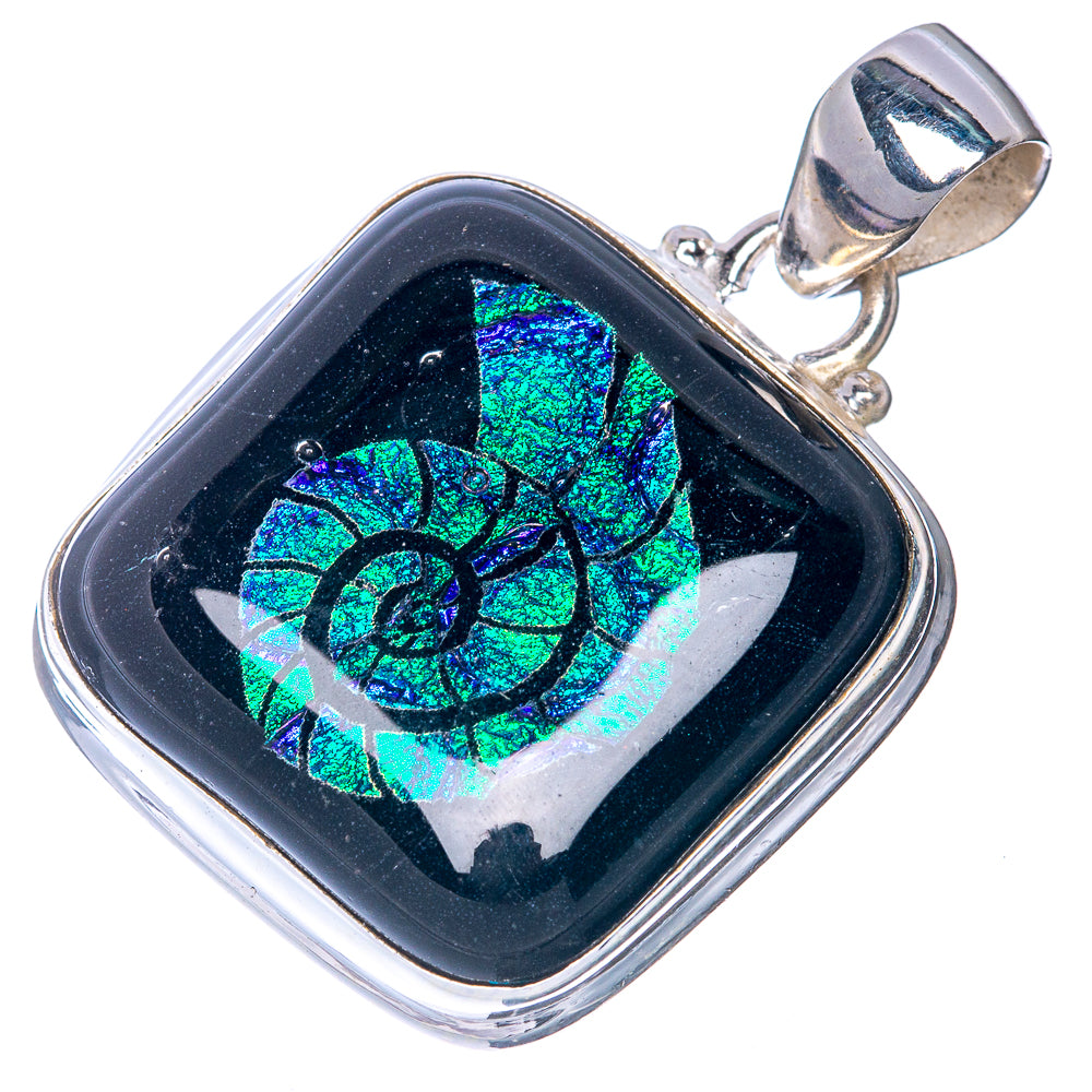 Dichroic Glass Shell Pendant 1 1/4" (925 Sterling Silver) P40809