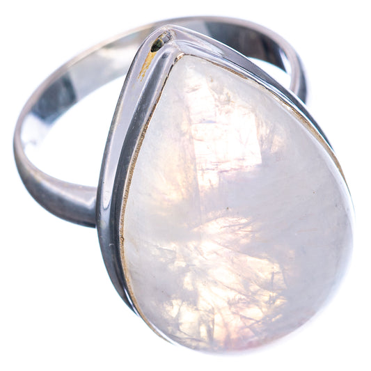 Oval moonstone ring in .925 sterling silver, iridescent white stone with gold edge