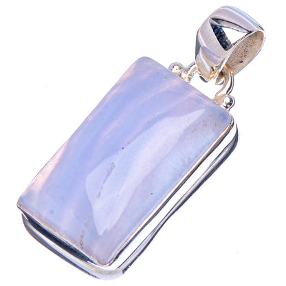 Blue Lace Agate Pendant 1 1/4" (.925 Sterling Silver)