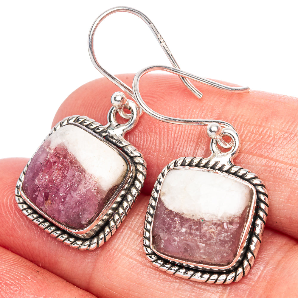 Pink Tourmaline Earrings 1 1/4" (925 Sterling Silver) E1110