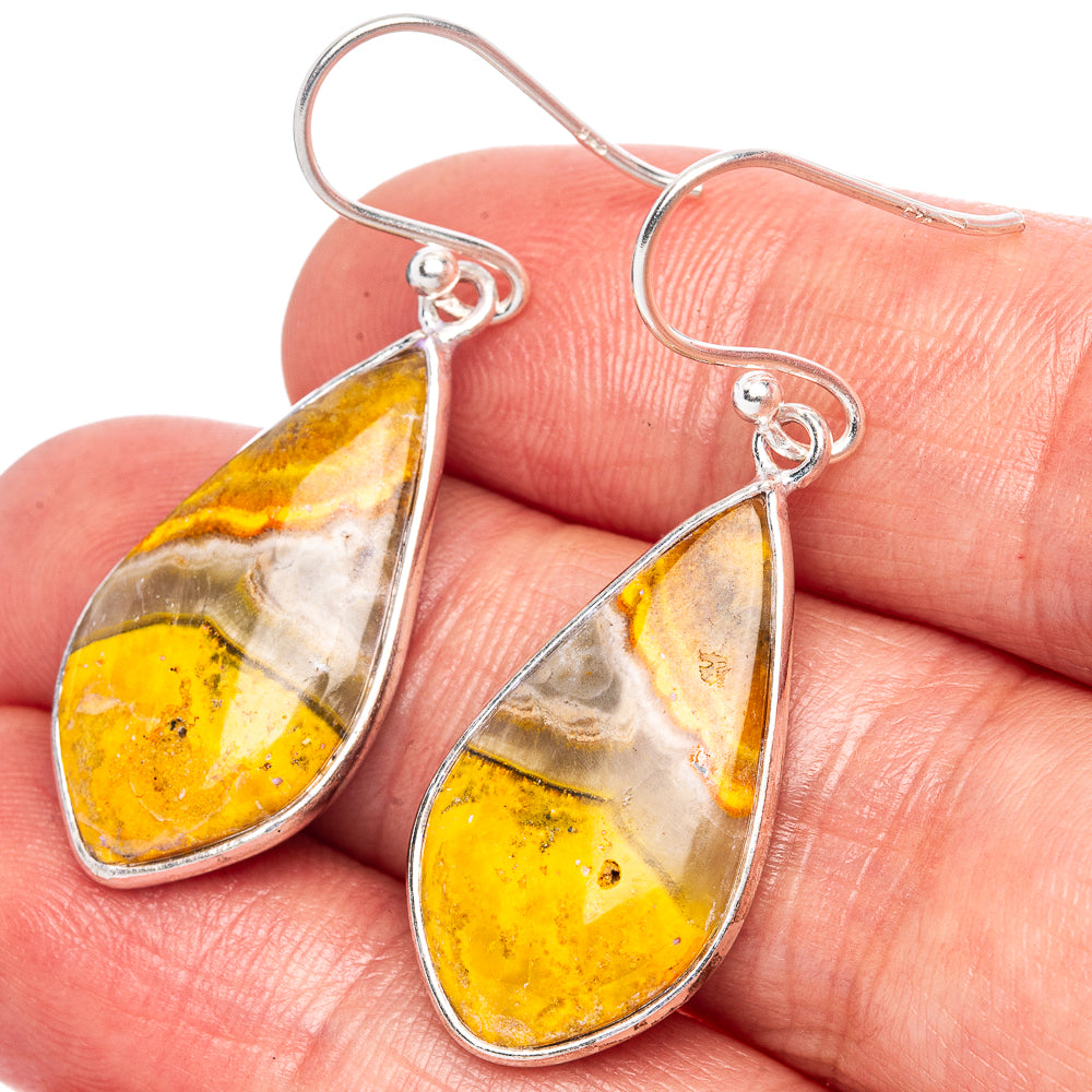 Bumble Bee Jasper Earrings 1 5/8" (925 Sterling Silver) E1118