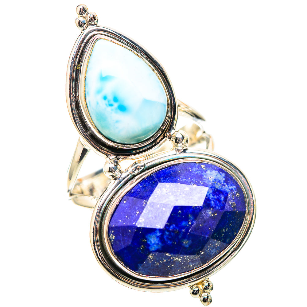 Large Lapis Lazuli, Larimar Ring Size 8 (925 Sterling Silver) RING139097