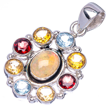 Rare Ethiopian Opal, Garnet, Amethyst, Blue Topaz, Citrine Pendant 1 1/2" (925 Sterling Silver) P40980
