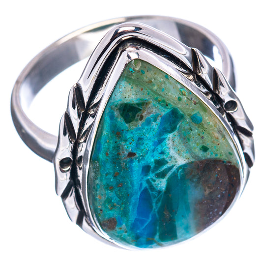 Sterling silver opal ring with large oval turquoise stone, leaf-style silver band