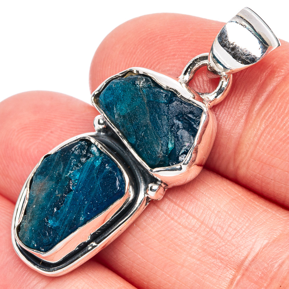 Blue Fluorite Pendant 1 3/8" (925 Sterling Silver) P44362