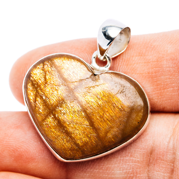 Premium African Sunstone Pendant 1 1/4" (.925 Sterling Silver)
