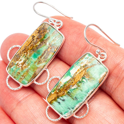 Boulder Chrysoprase Earrings 1 3/4" (925 Sterling Silver) E1753