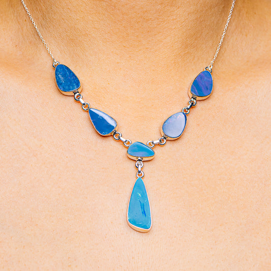 Doublet Opal Necklace 19 to 20" (.925 Sterling Silver)