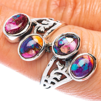 Kingman Pink Dahlia Turquoise Ring Size 6.5 (925 Sterling Silver) R2950