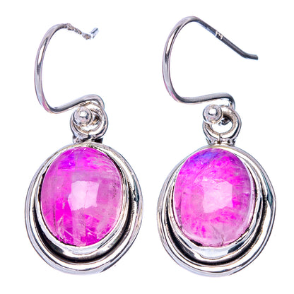 Pink Moonstone Earrings 1 1/8" (925 Sterling Silver) E1411