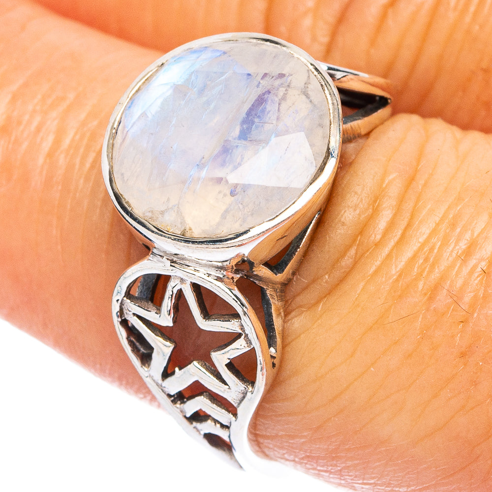 Rainbow Moonstone Ring Size 7.5 (925 Sterling Silver) R4840
