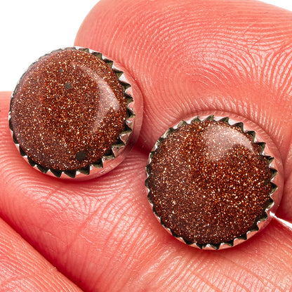 Goldstone Earrings 3/8" (.925 Sterling Silver)