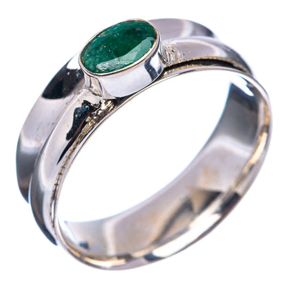 Premium Zambian Emerald Spinner Ring Size 7.25 (.925 Sterling Silver)